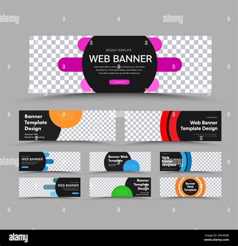 Horizontal Black Vector Web Banner Templates With Place For Photo And