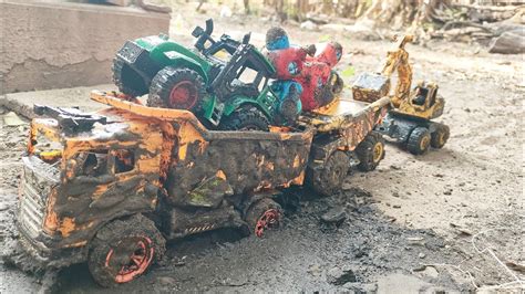 Muddy Auto Rickshaw And Tractor Help Jcb And Water Jump Muddy Cleaning