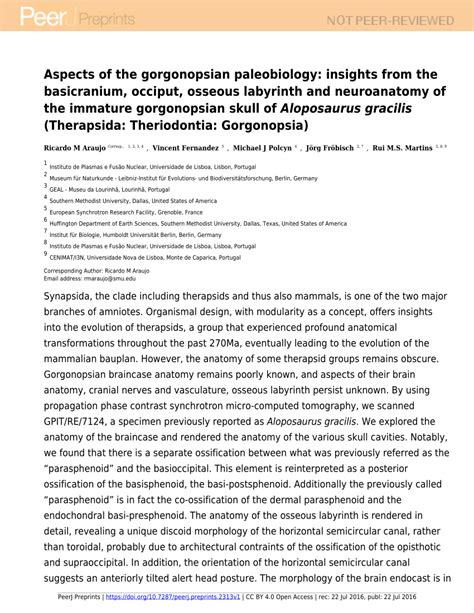 (PDF) Aspects of the gorgonopsian paleobiology: insights from the basicranium, occiput, osseous ...