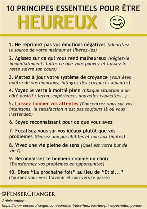 Les 10 principes essentiels pour être heureux Comment être heureux