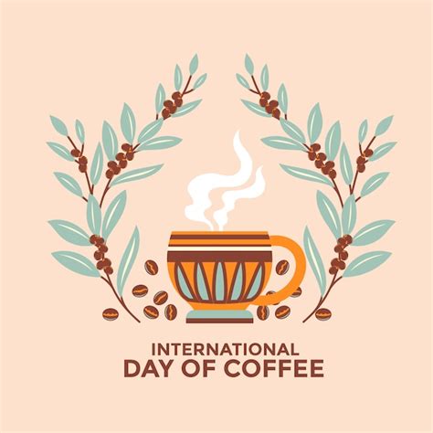 Premium Vector International Day Of Coffee Greeting Card