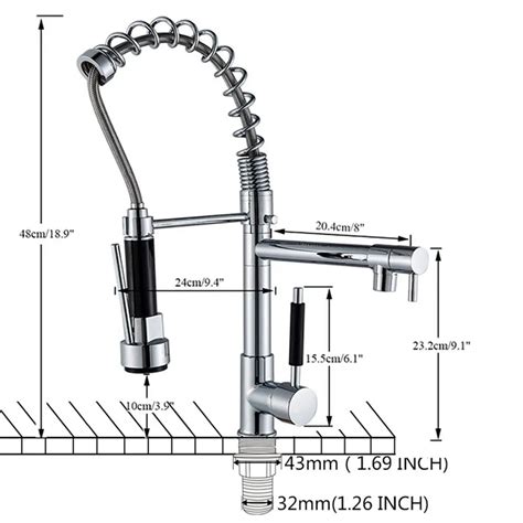 Uythner Chrome Brass Basin Kitchen Faucet Vessel Sink Mixer Tap Spring Dual Swivel Spouts Sink