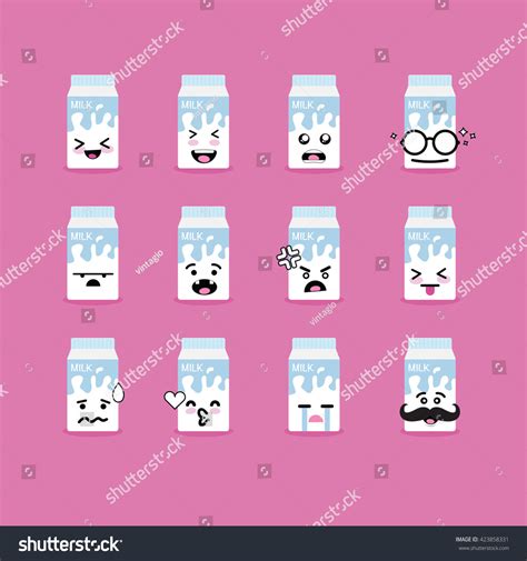 Emoji Emoticon Face Milk Box Variation Stock Vector (Royalty Free ...