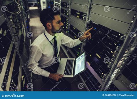 Man In Data Centre Stock Photo Image Of Database People 104994276