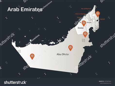 United Arab Emirates Map Infographics Flat เวกเตอร์สต็อก ปลอดค่า