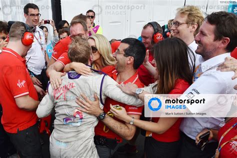 Race Winner Sam Bird Gbr Virgin Racing Celebrates In Parc Ferme With