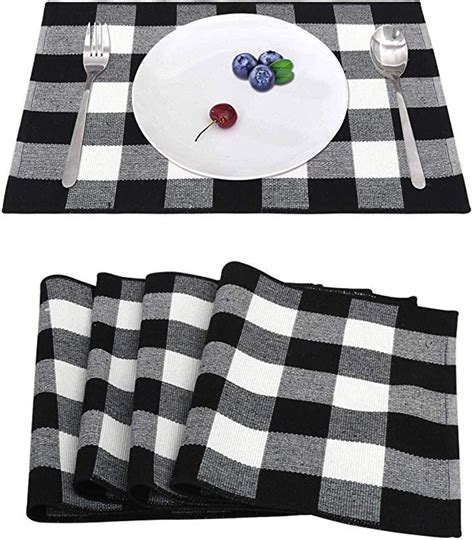 Cotton Buffalo Plaid Placemats Set Of X Etsy