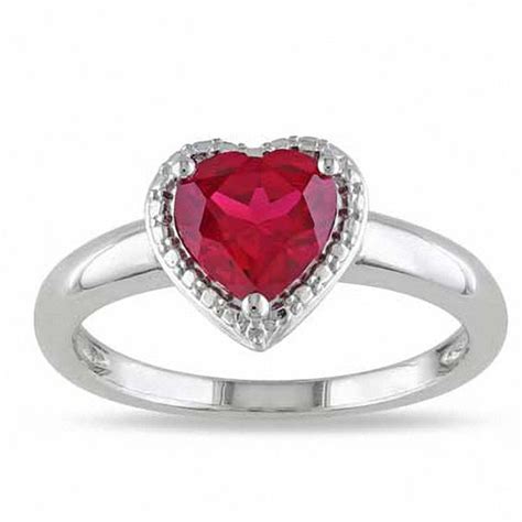 7.0mm Heart-Shaped Lab-Created Ruby Ring in Sterling Silver | Heart | Wedding | Zales