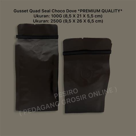 Jual Gusset Quad Seal Kemasan Kopi G Tin Tie Valve Chocodove