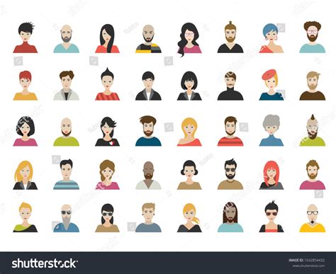 Mega Set Persons Avatars People Heads Stock Vector Royalty Free