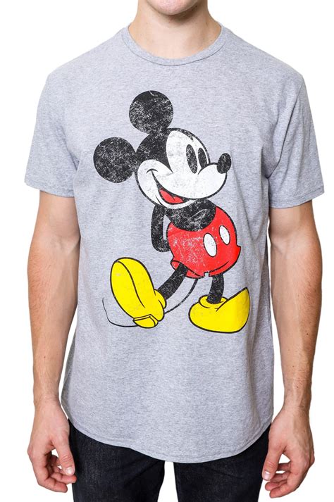 Disney Mickey Mouse Classic Distressed Standing T Shirt Grey Heather 3X