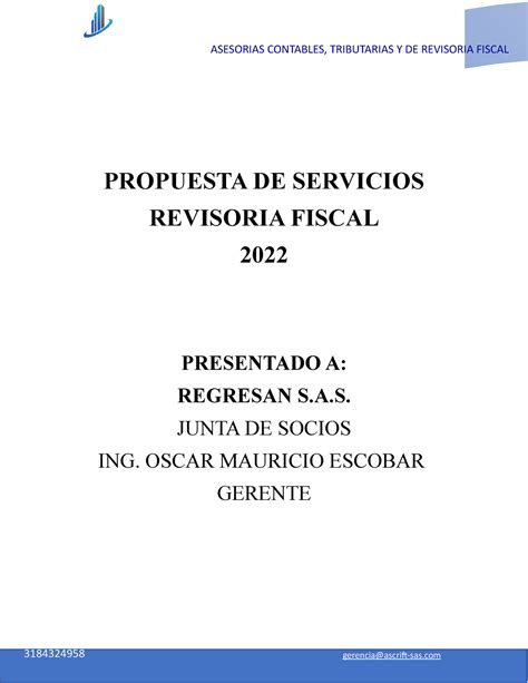 Propuesta De Servicios Revisoria Fiscal Propuesta De Servicios