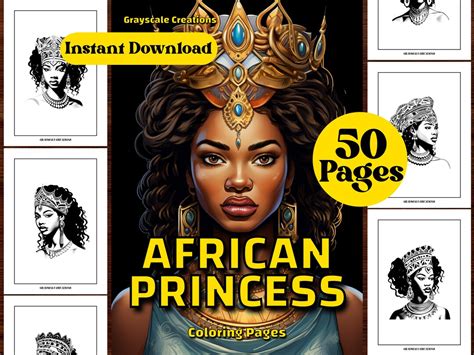 African Princess Coloring Page Book Fantasy Enchanted Creature