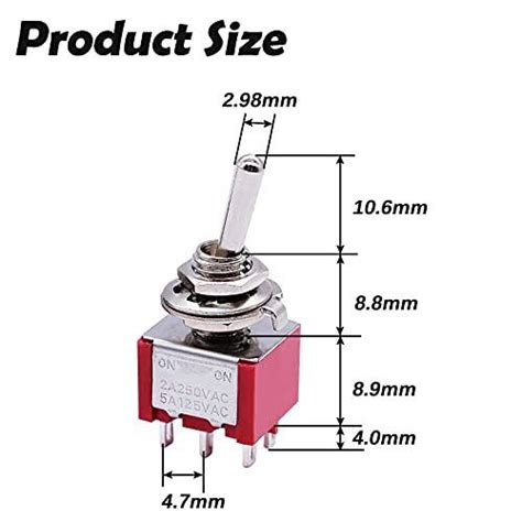 Mxuteuk Pcs Pin Position Dpdt Mini Miniature Toggle Switch On On