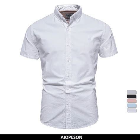 Aiopeson 100 Cotton Oxford Shirts For Men Solid Color Turn Down Collar