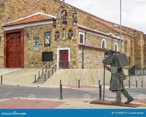 Statue Of A Pilgrim On The Camino Astorga Editorial Stock Photo