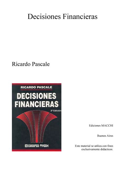 Dfin Pascale 2 Unidad 1 Decisiones Financieras Ricardo Pascale