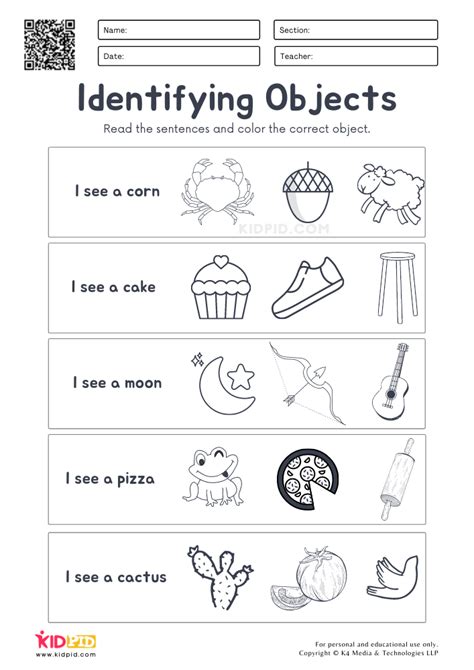 Identifying Objects And Coloring Worksheets For Kids Kidpid