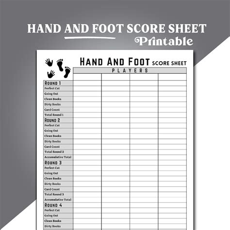 Hand And Foot Score Sheets Hand And Foot Card Game Score Sheets