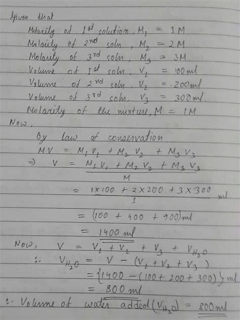 100 Ml Of 1 M HCl 200 Ml Of 2M HCl And 300 Ml Of 3M HCl Are Mixed With