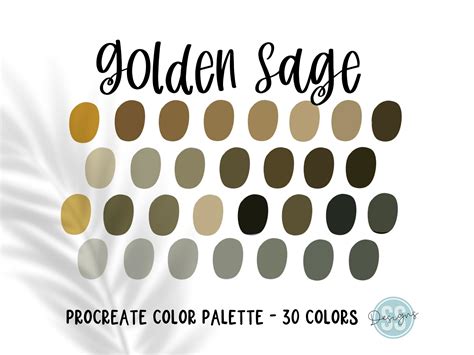 Golden Sage Procreate Color Palette Graphic By Ssandcodesigns · Creative Fabrica