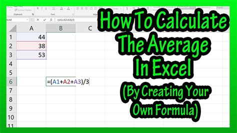 How To Calculate The Average In Excel By Hand Or Create A Formula For Average Explained Youtube