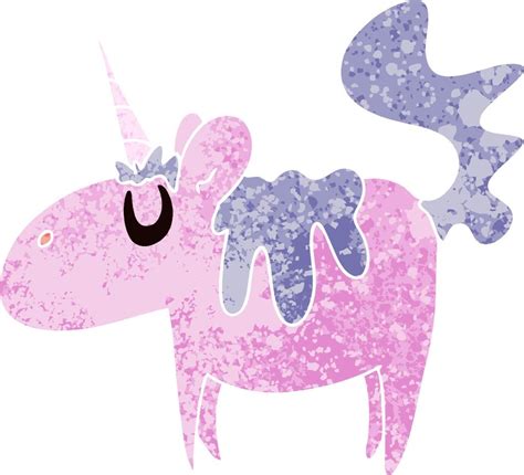 Quirky Retro Illustration Style Cartoon Unicorn Vector Art At