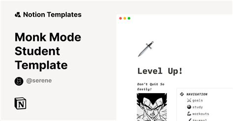 Monk Mode Student Template Template By Serene Notion Marketplace