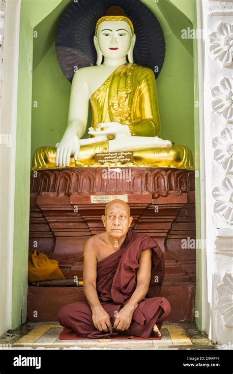 June Yangon Union Of Myanmar A Buddhist Monk Prays At