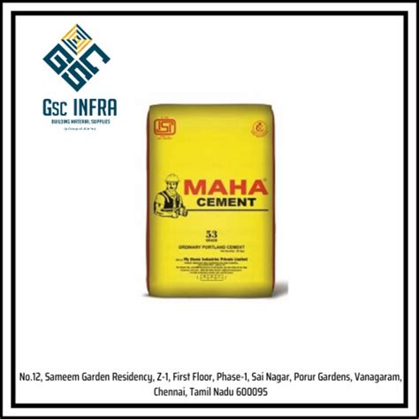 Grey Maha Cement Opc Grade Packaging Size Kgs At Rs In Chennai