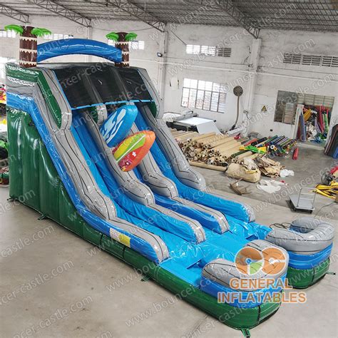 Surf Water Slide Dual Lanes Inflatable Water Slides Products