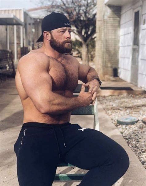 Hairy Muscle Bodybuilder Bearded Bear Flexing Pecs And Posing