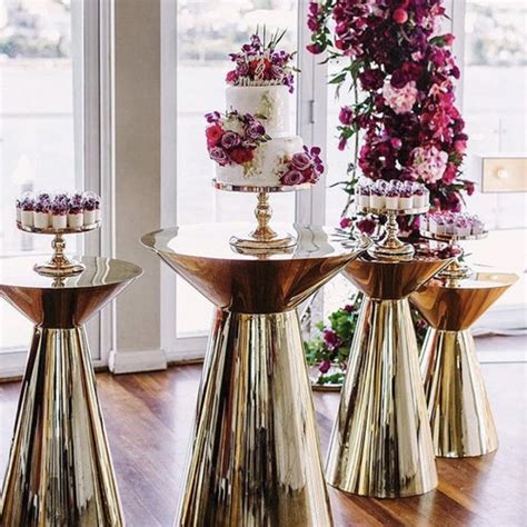 Gold Plated Wedding Metal Flower Stand Geometric Centerpiece Etsy