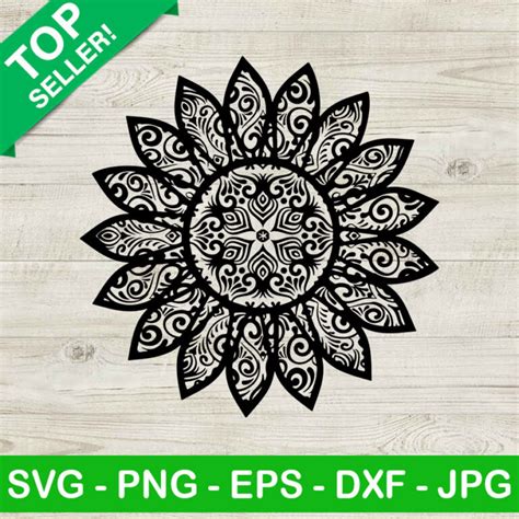 Mandala Sunflower Svg Zentangle Svg Sunflower Svg