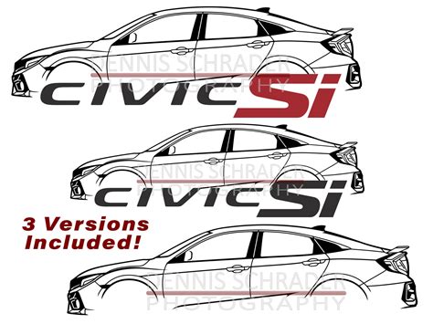 Car Svg Eps Png  2020 Honda Civic Si Svg Illustration Car Etsy