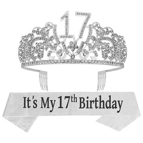 Verymerrymakering Th Birthday Glitter Sash Silver Tiara Set For