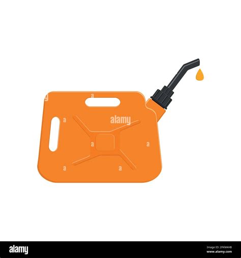 Gasoline Can With Spout And Pouring Petrol Drop Orange Fuel Jerrycan