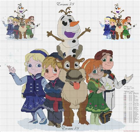 Frozen Gruppo Baby Schemi Punto Croce Gratis Facili Unici Alfabeti