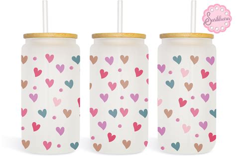 16oz LIBBEY GLASS Can Pastel Hearts Graphic By Sasikharn Creative Fabrica