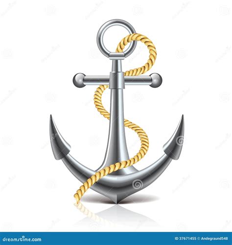 Anchor And Rope Isolated On White Vector Royalty Free Stock Photo