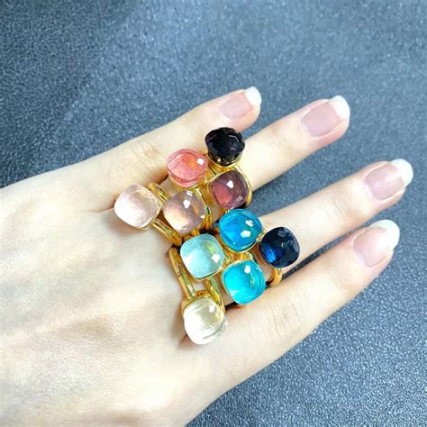 Anillo Cl Sico De Cristal De Caramelo Para Mujer Joyer A De Moda