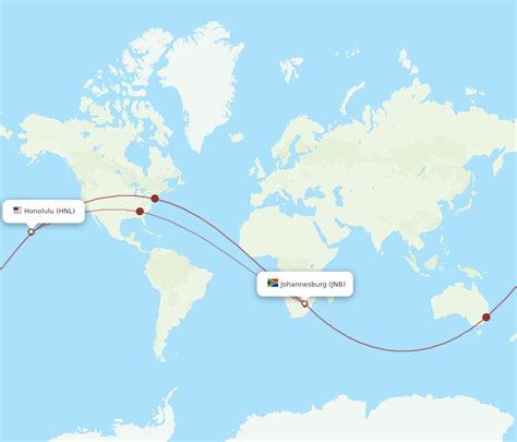 All Flight Routes From Johannesburg To Honolulu Jnb To Hnl Flight Routes