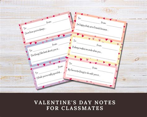 Printable Valentine's Day Notes for Kids Classmates, Valentine's Day ...