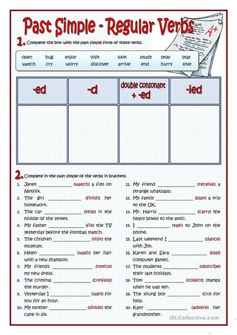 Simple Past Regular Verbs Verb Worksheets Regular Verbs Simple Past Tense