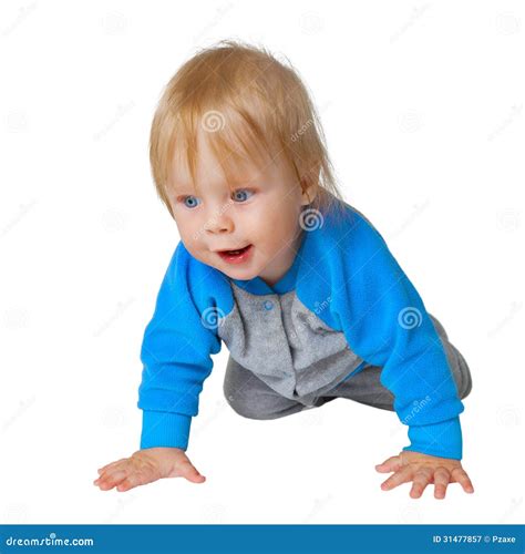 Enfant Curieux Rampant Sur Le Plancher Image Stock Image Du Heureux