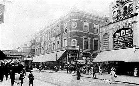 Junction of Brixton Road and Ferndale Road, Brixton featuring Quin and Axtens and Bon Marche ...