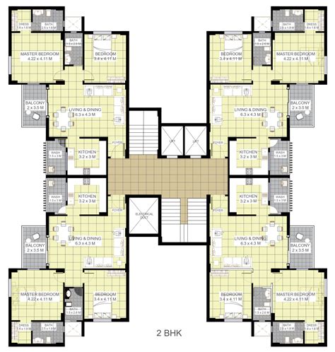 2 Bhk Apartment Floor Plan Architego