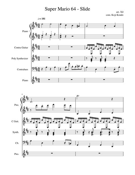 Super Mario 64 Secret Slide Theme Remix Sheet Music For Piano Guitar Synthesizer Bass