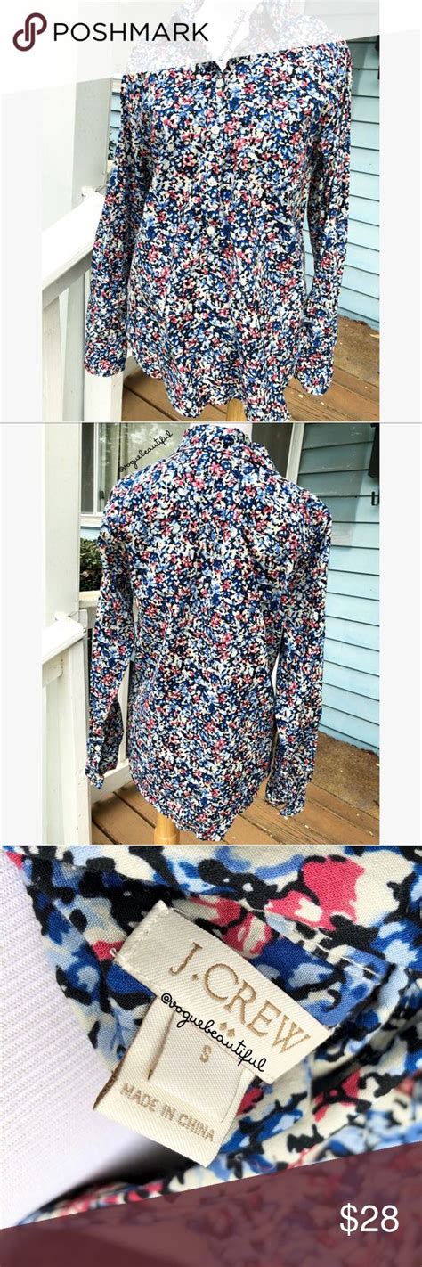 J Crew Factory Printed Voile Popover Shirt Super Cute J Crew Factory