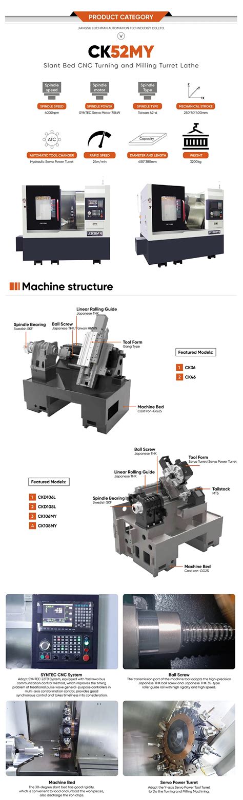 High Precision CNC Turning And Milling Machine Lathe With Slant Bed And